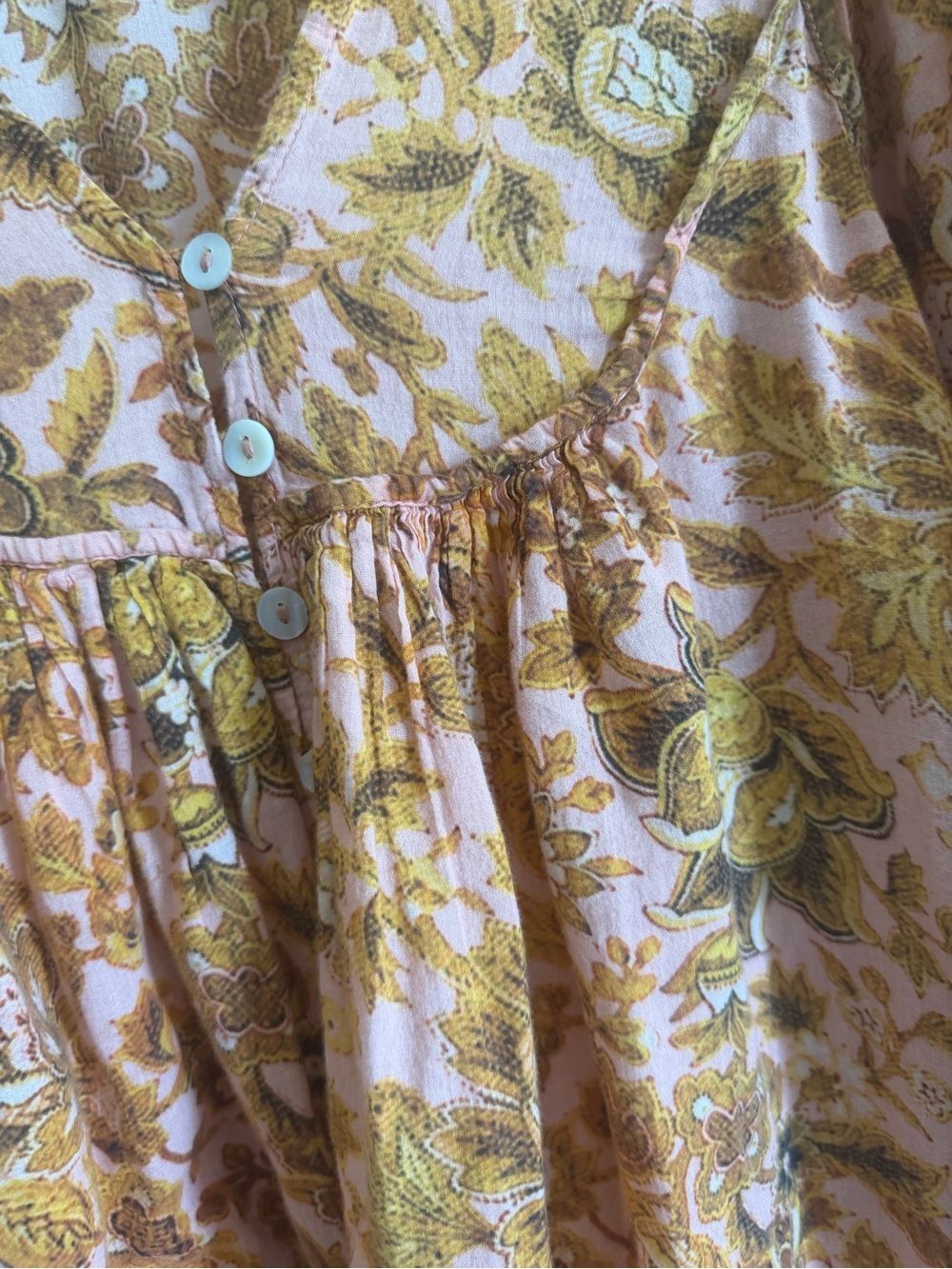 Kinga Csilla Floral Block Print Long Sleeve Midi Dress Pink Yellow L - Picture 5 of 7